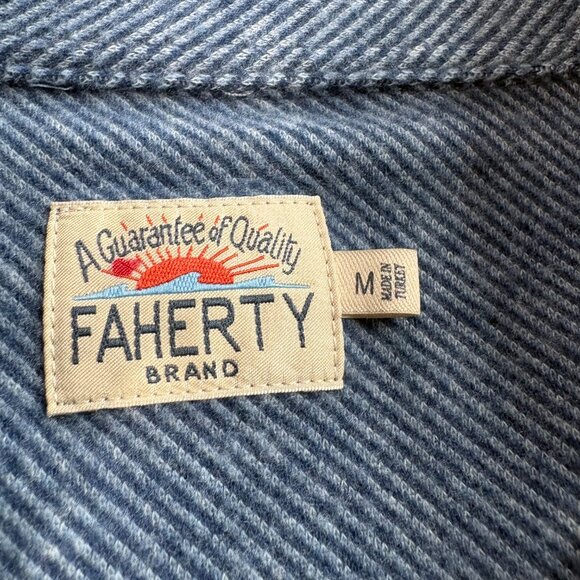 Faherty Legend Sweater Shirt Washed Blue Twill size M medium button up flannel - Picture 6 of 10